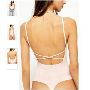 Like New Free People Strappy Pink Basique Bodysuit Size XS